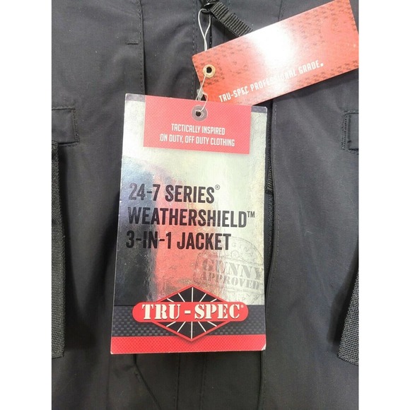 Tru Spec 3 In 1 Weathershield Black Tactical Jacket NEW Size 3XL Fleece Lined - Picture 10 of 12